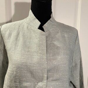 Eileen Fisher Rustic Silk Linen Mist Green Jacket, Medium, NWT